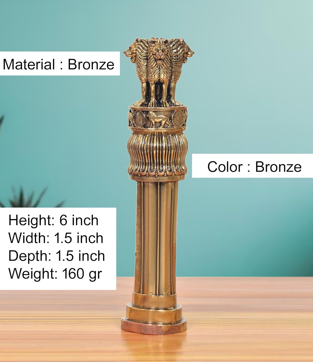 Bronze Ashoka Pillar Showpiece-ArtyCraftz.com
