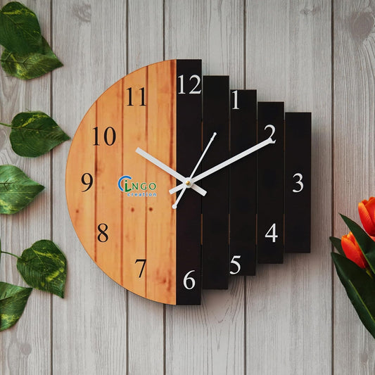 Antique Geometric Wood Wall Clock