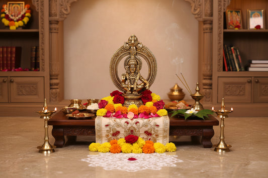 Brass Lord Ayyappa Idol with Prabhavali-ArtyCraftz.com