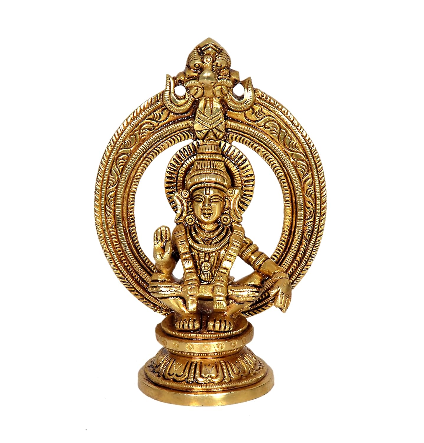 Brass Lord Ayyappa Idol with Prabhavali-ArtyCraftz.com