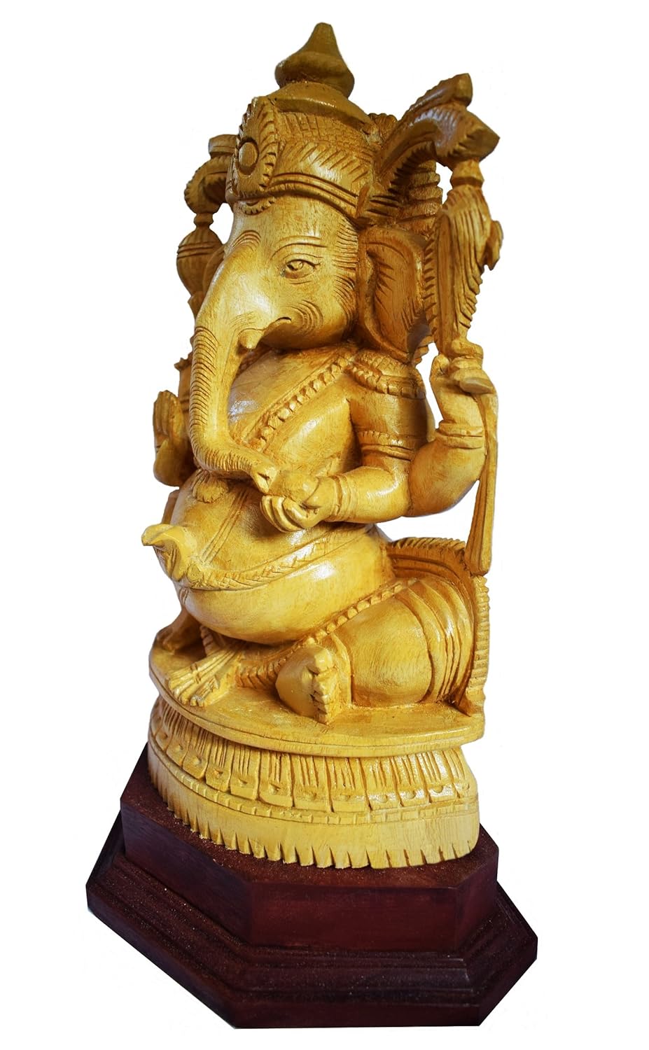 White Cedar Wood Handcarved Ganesh Idol – Wooden Lord Ganesha Statue