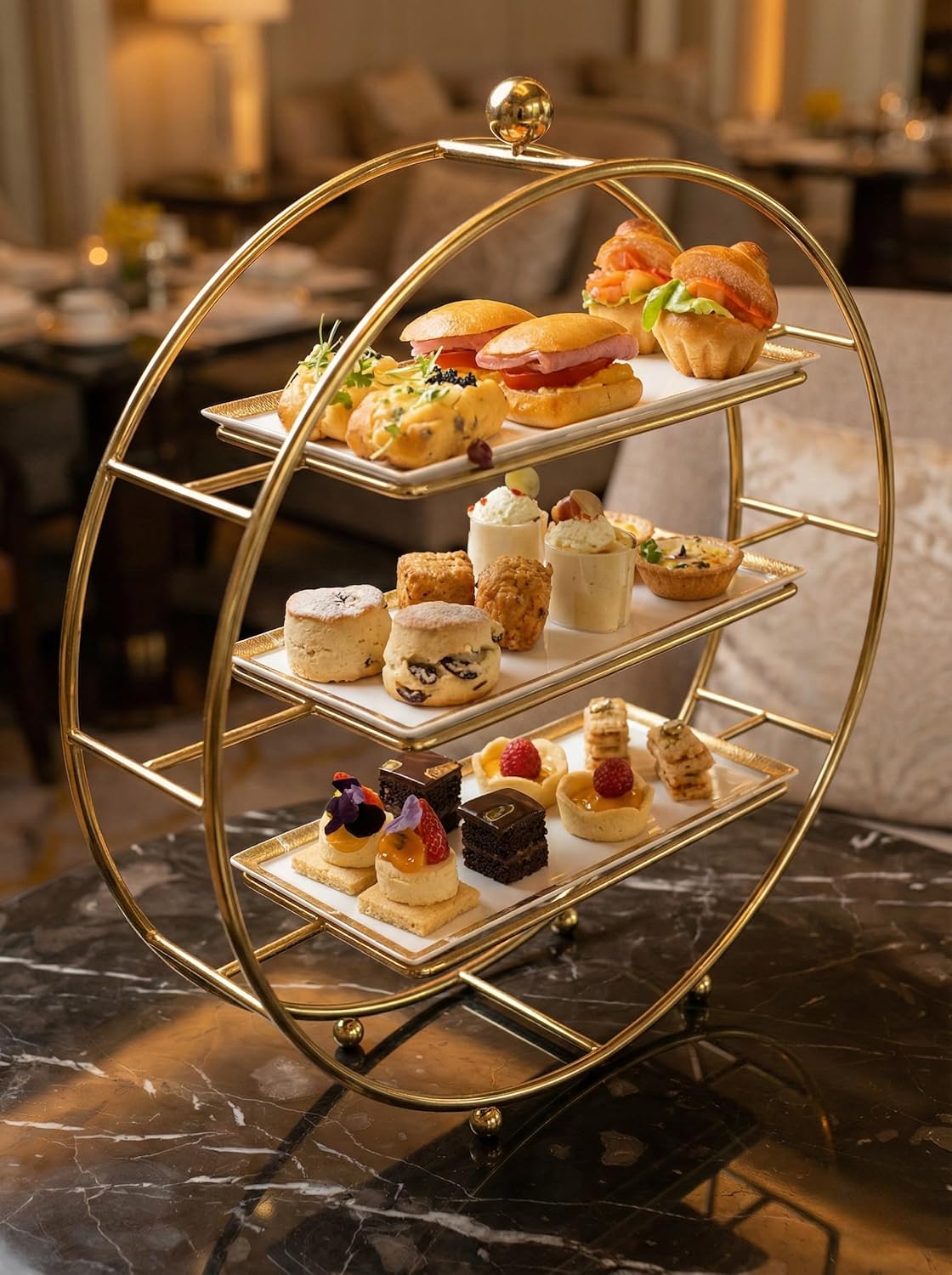 Buffet with White 3 Composite Platters