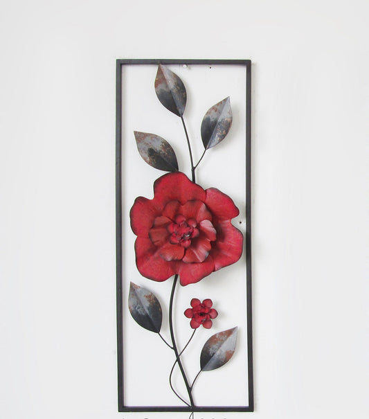 Red Flower Metal Wall Decor Frame