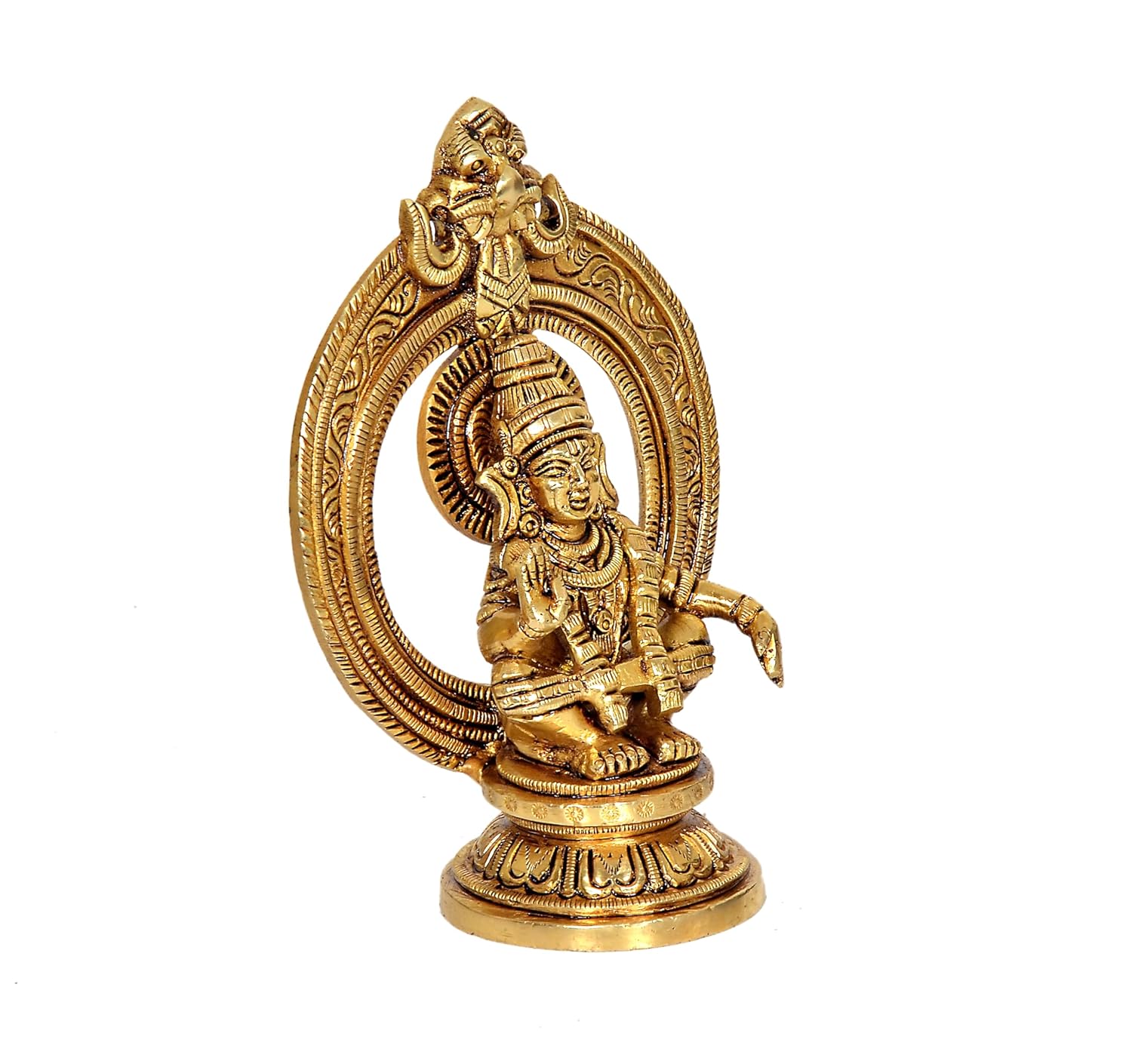 Brass Lord Ayyappa Idol with Prabhavali-ArtyCraftz.com
