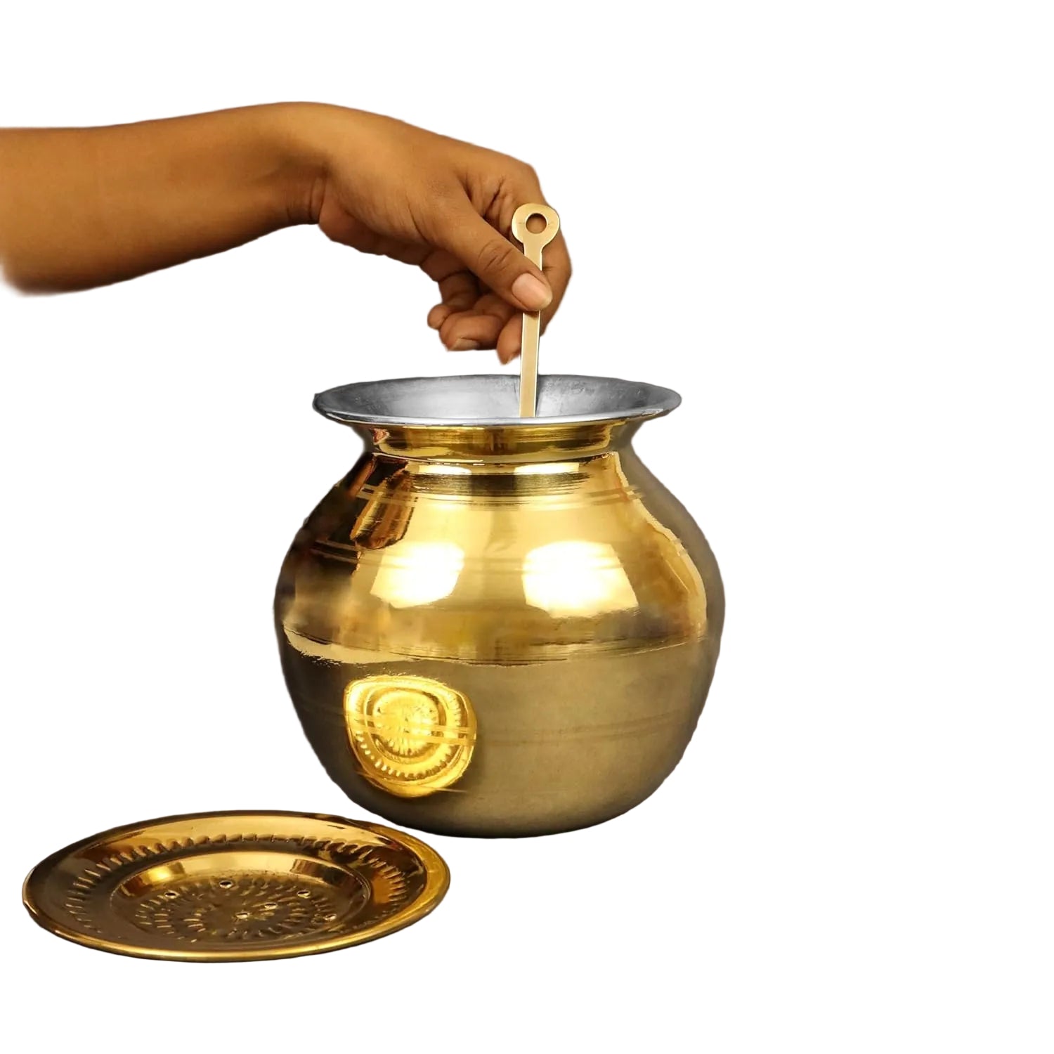 Traditional Brass Pongal Pot with Ladle-ArtyCraftz.com