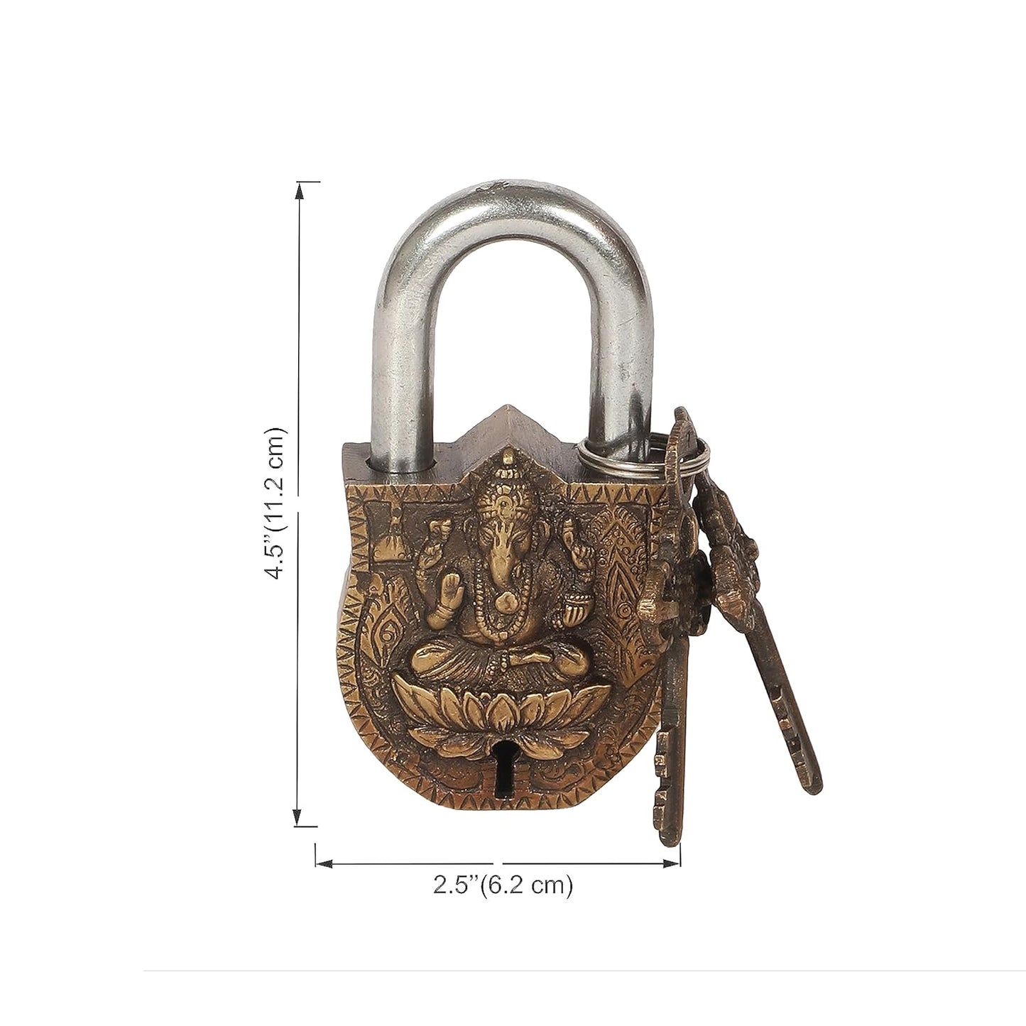 Brass Ganesha Padlock with Decorative Keys-ArtyCraftz.com