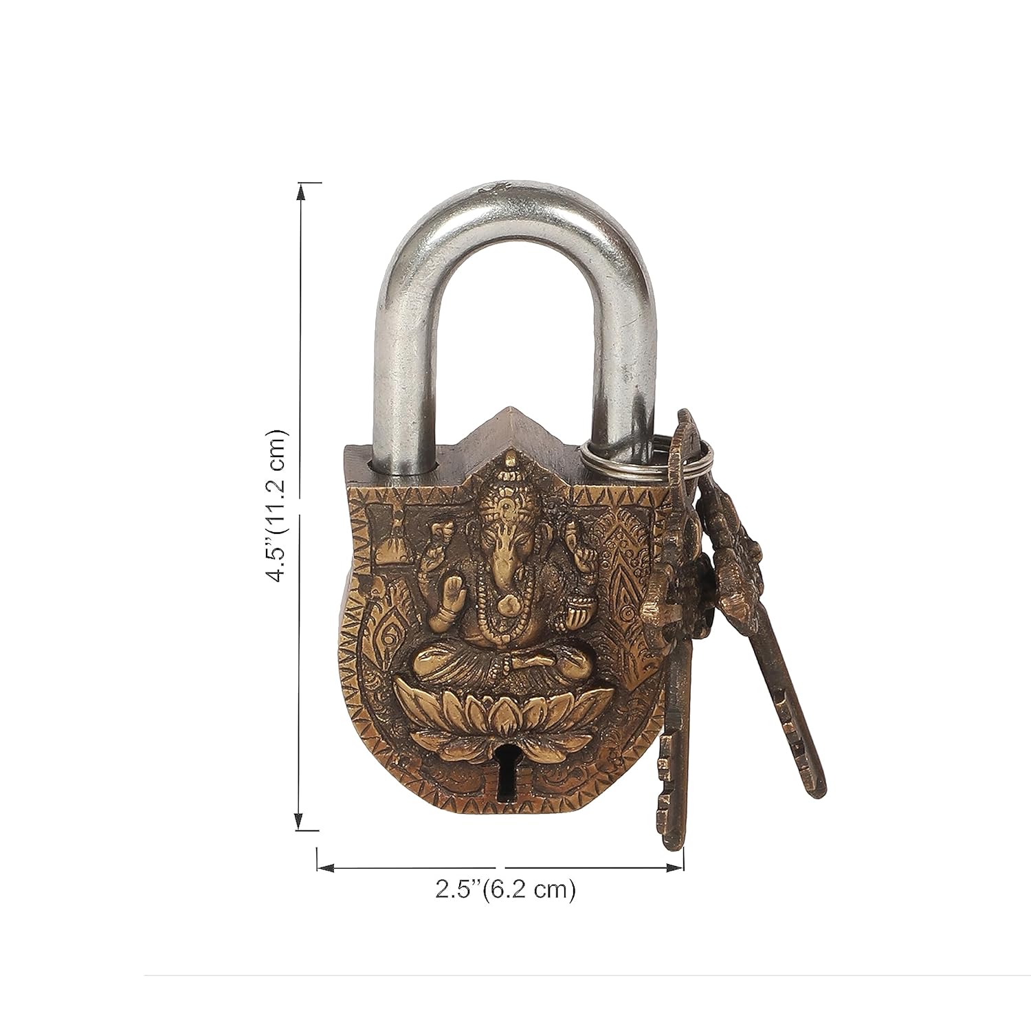 Brass Ganesha Padlock with Decorative Keys-ArtyCraftz.com