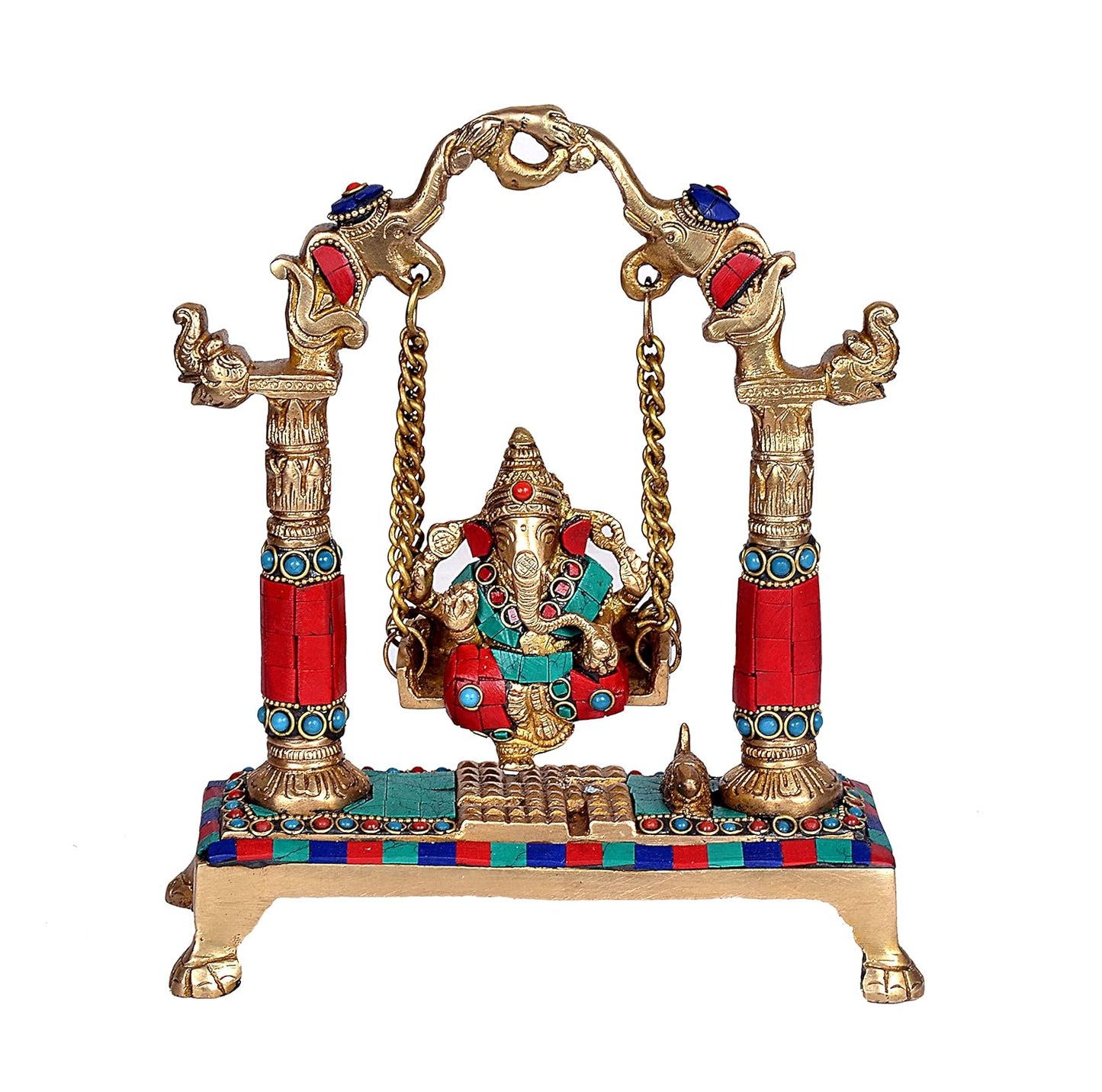 Ganesha Swing Statue Ganpati Jhoola Kirtimukha Idol Murti for Home Décor Office Mandir (Height 8.5 Inches)