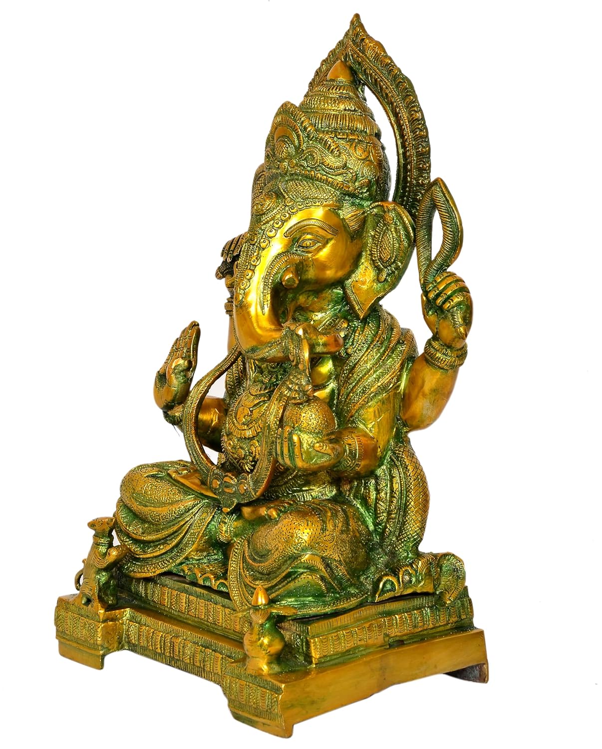 Handcrafted Ganesha Statue with Stone Inlay – Luxury Ganpati Idol for Home Decor