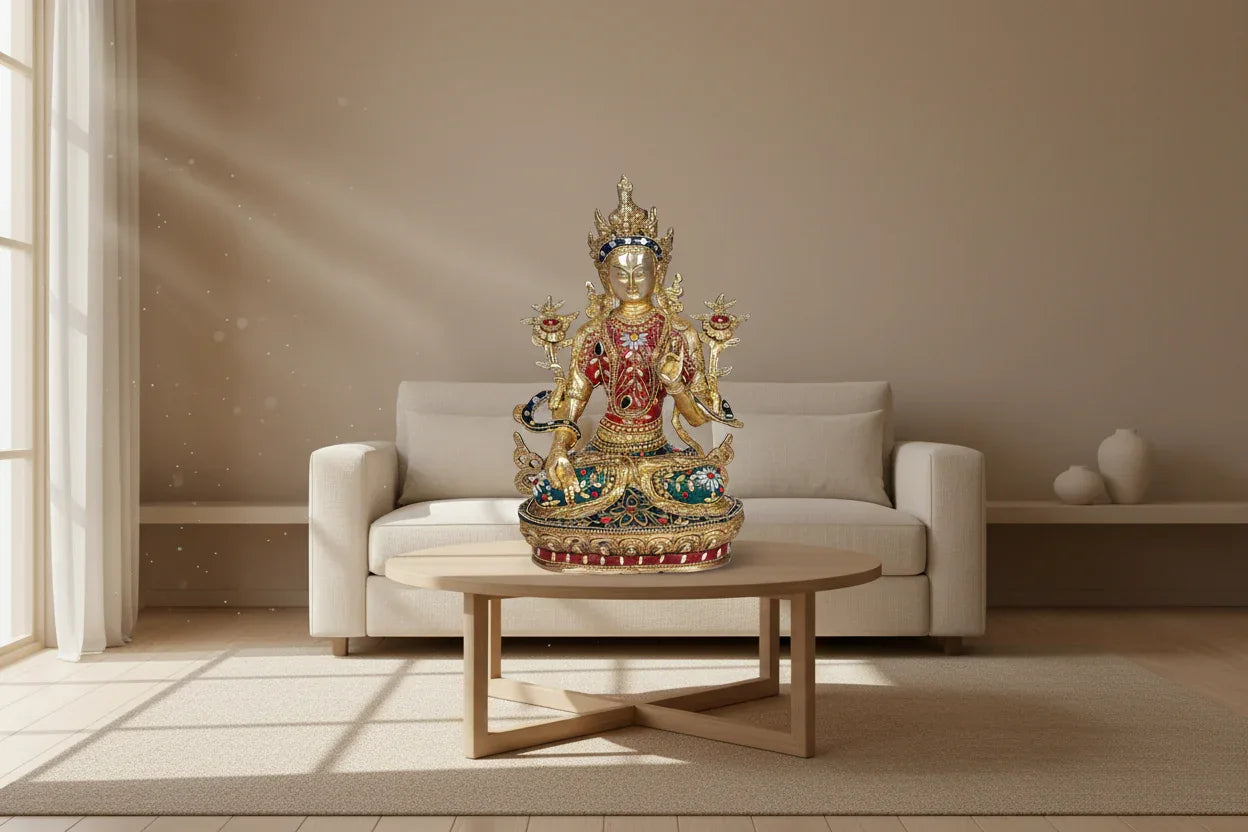 Handcrafted brass Tara decorative figurine antique finish-ArtyCraftz.com