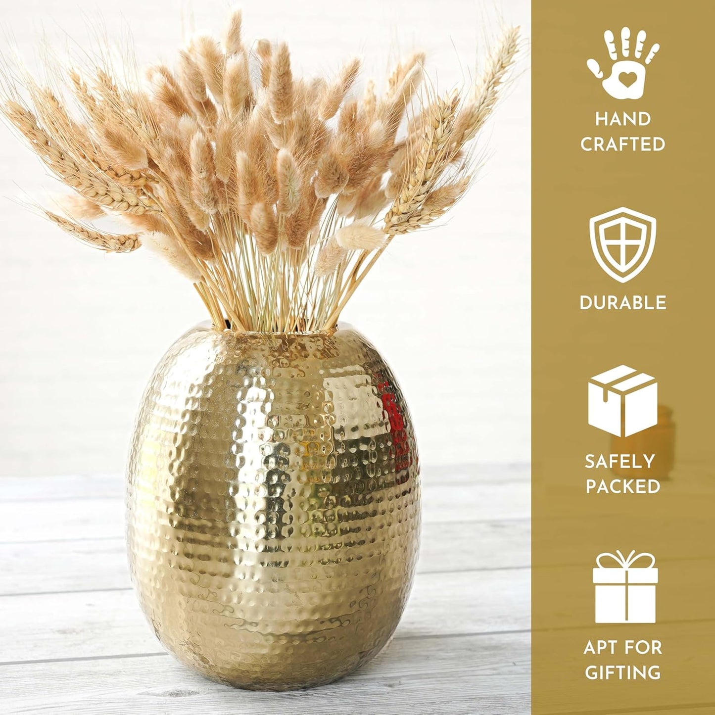 Metal Oval Shape Vase for Home Decor Decorative for Living Room Balcony