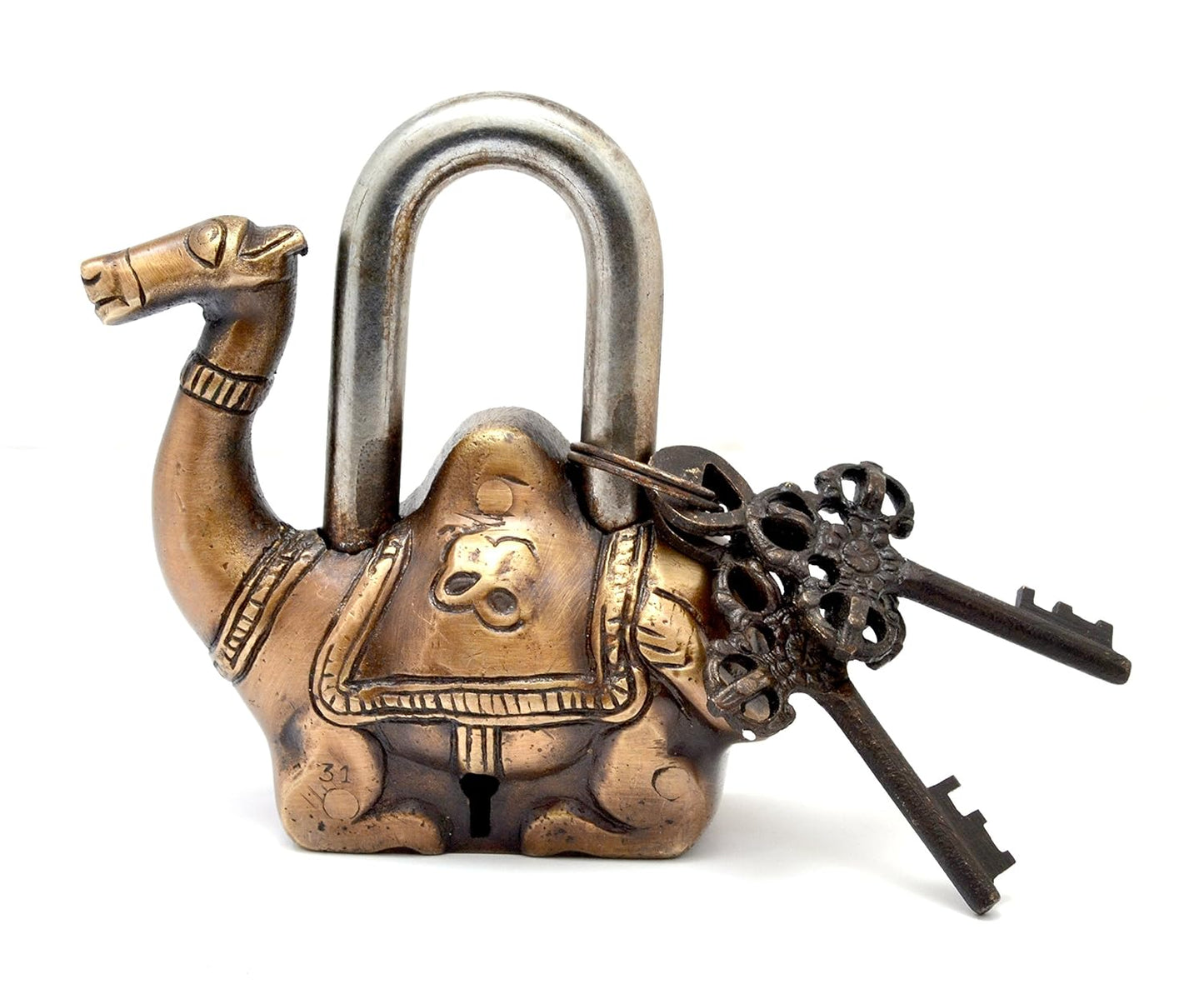Brass Camel Lock Functional Padlock with Two Keys