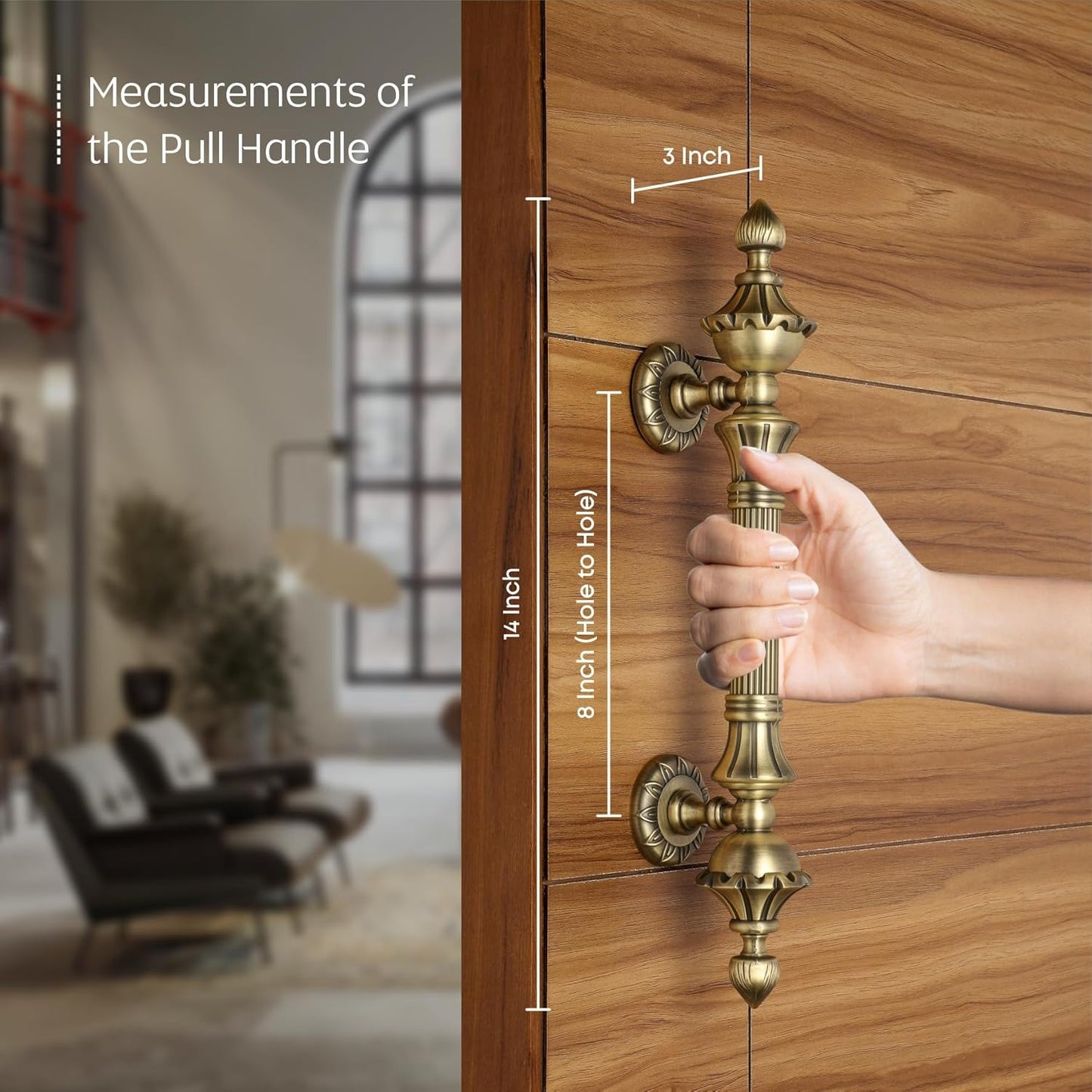 Luxury Zinc Golden Lotus Door Pull Handle – Antique Finish Decorative Main Door Handle