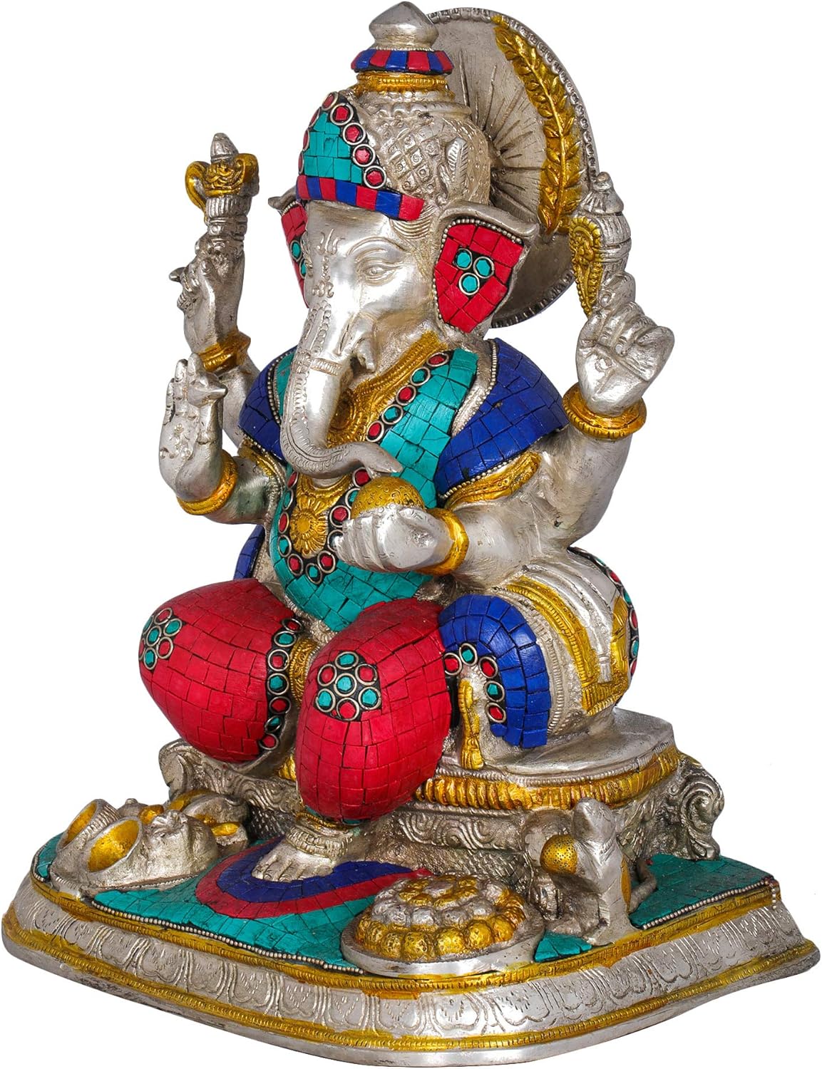 Brass Inlay work Lord Ganesha Statue