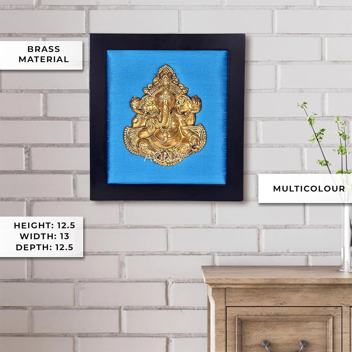 Brass Ganesha in Wooden Frame