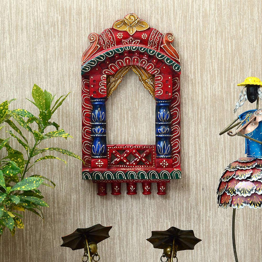 Mina Solid Wood Hand Painted Wall Hanging Jharokha