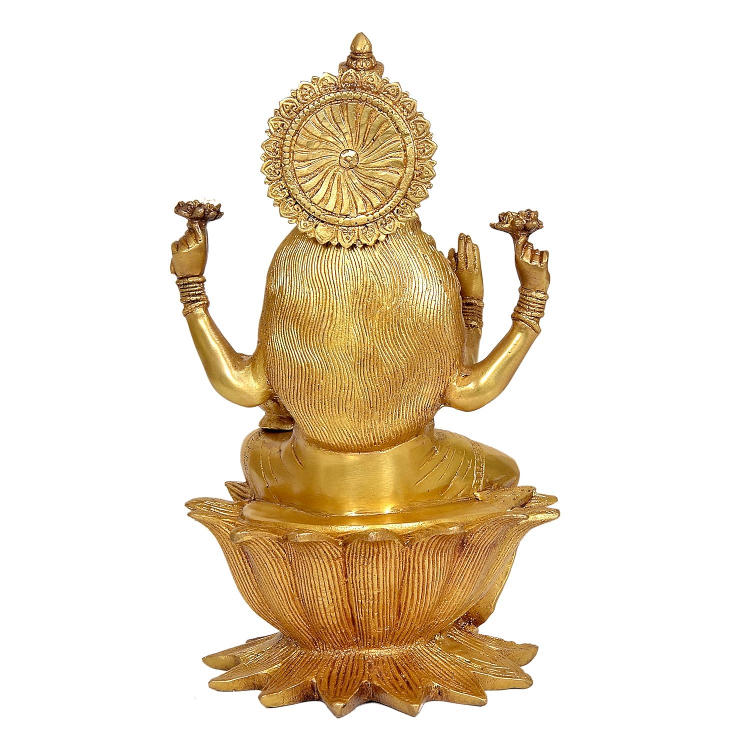 Brass Lakshmi Sitting On Lotus Idol-ArtyCraftz.com