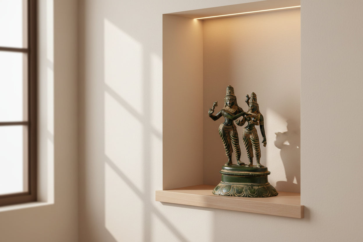 Dancing Shiva Parvati Chola Style Brass Statue-ArtyCraftz.com