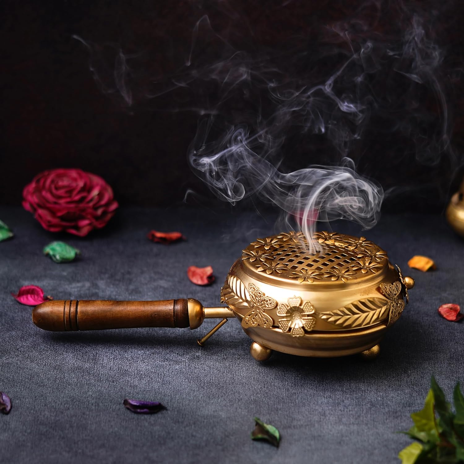 Decorative incense burner with smoke