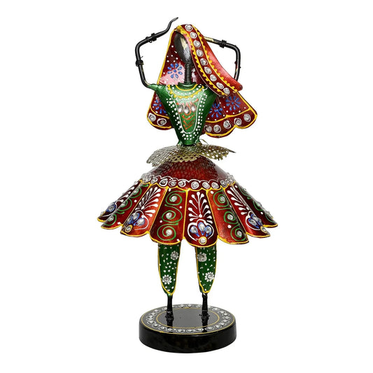 Handcrafted Iron Rajasthani Dancing Lady Showpiece Colorful Folk Art Decor - ArtyCraftz.com