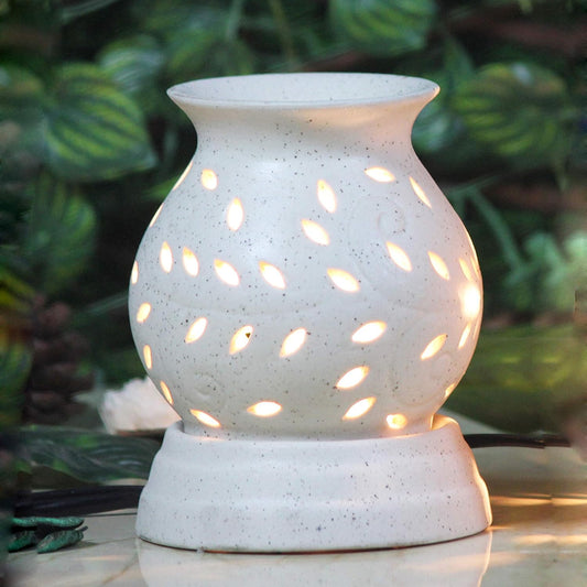 Electric Ancient Matki Diffuser with Bulb – Ceramic Aroma Oil Burner (5 Inch)
