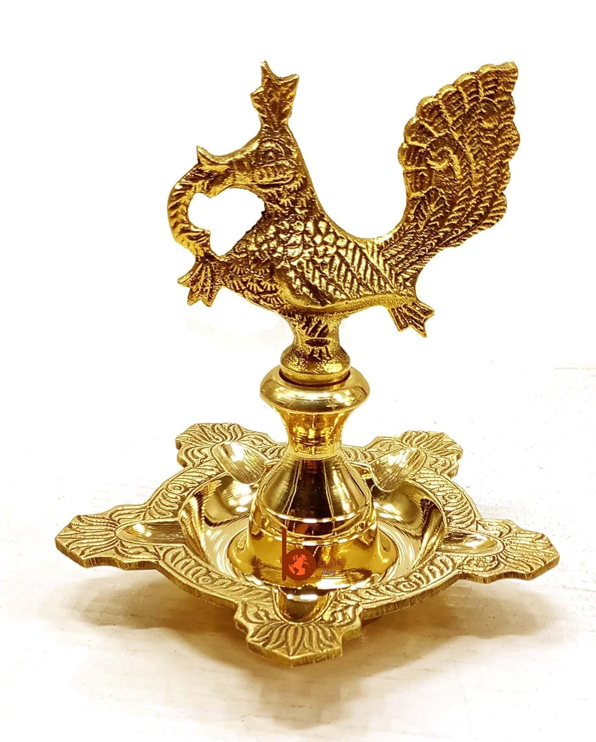 Traditional South Indian 27 Inch Brass Peacock Kuthu Vilakku