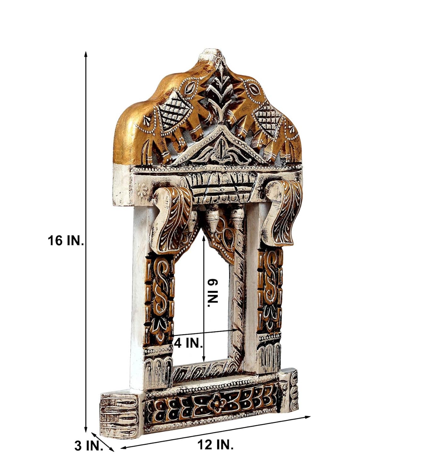 Solid Wood Elephant craved Jharokha Wall Hanging