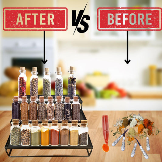 Luxury 3-Tier Metal Countertop Organizer Premium Spice & Storage Display Rack (31 x 29 x 12 cm)