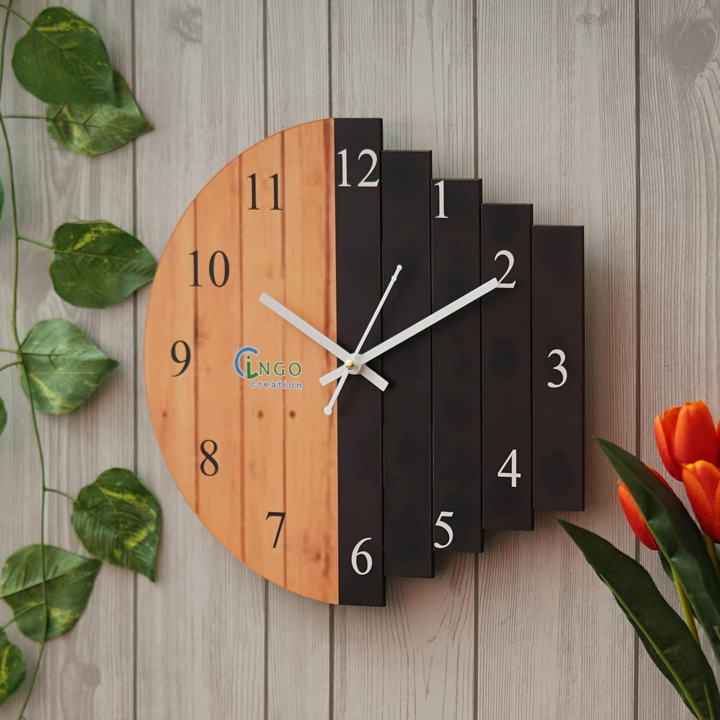 Antique Geometric Wood Wall Clock