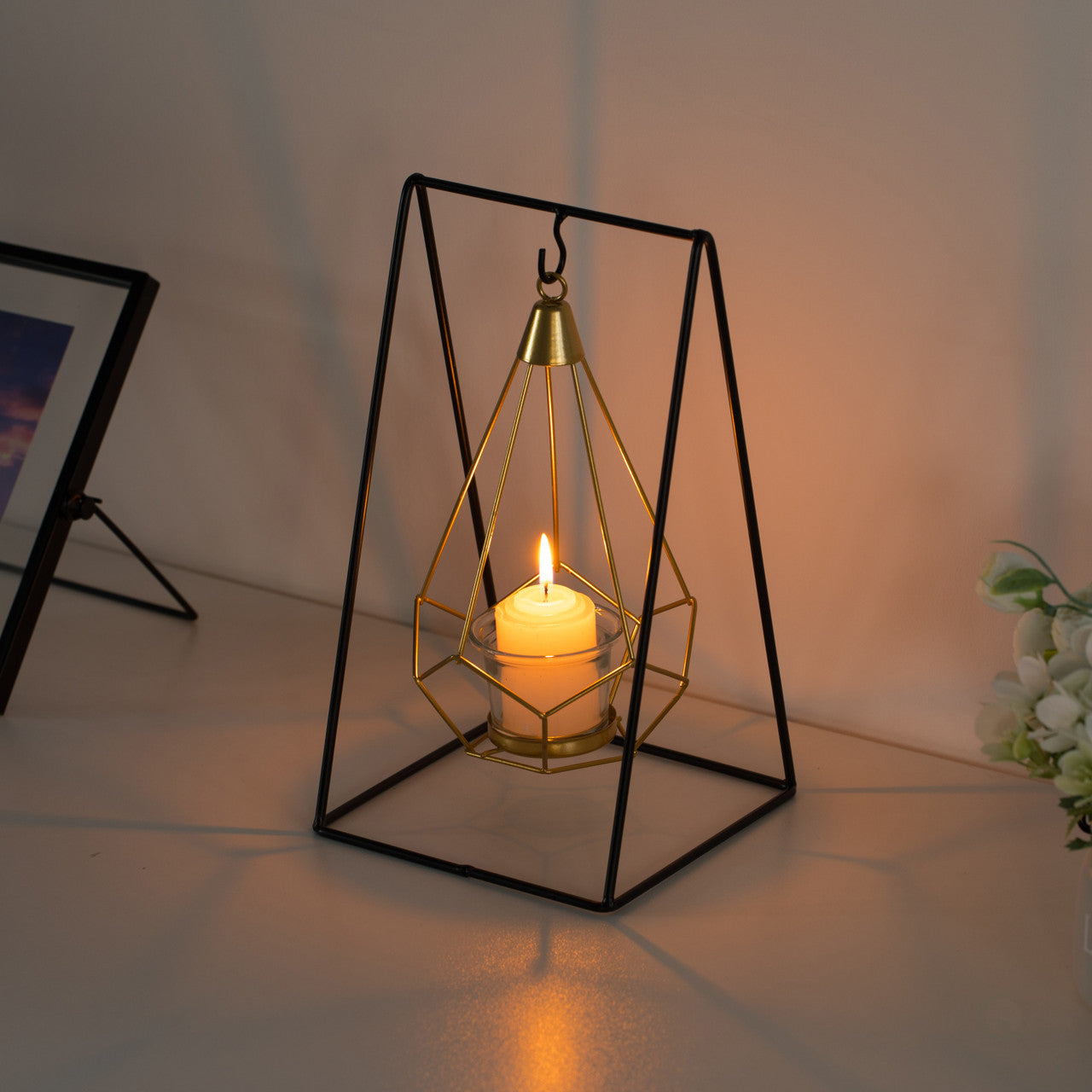 Geometric Framed Swinging Candle Holder