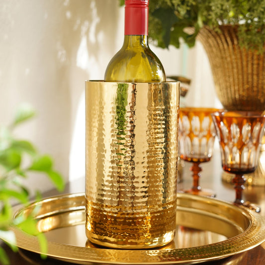 Gold Hammered Metal Wine Chiller