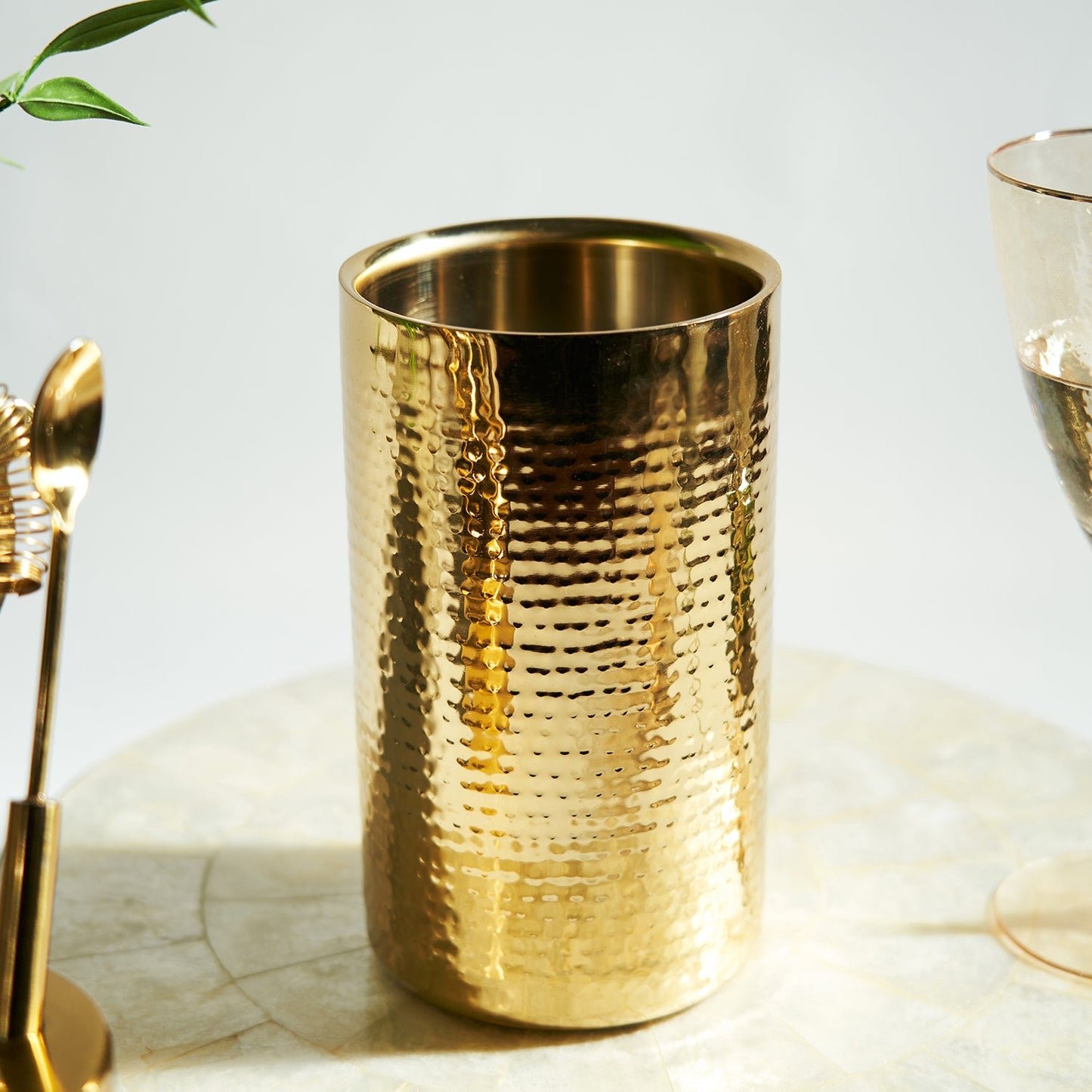 Gold Hammered Metal Wine Chiller