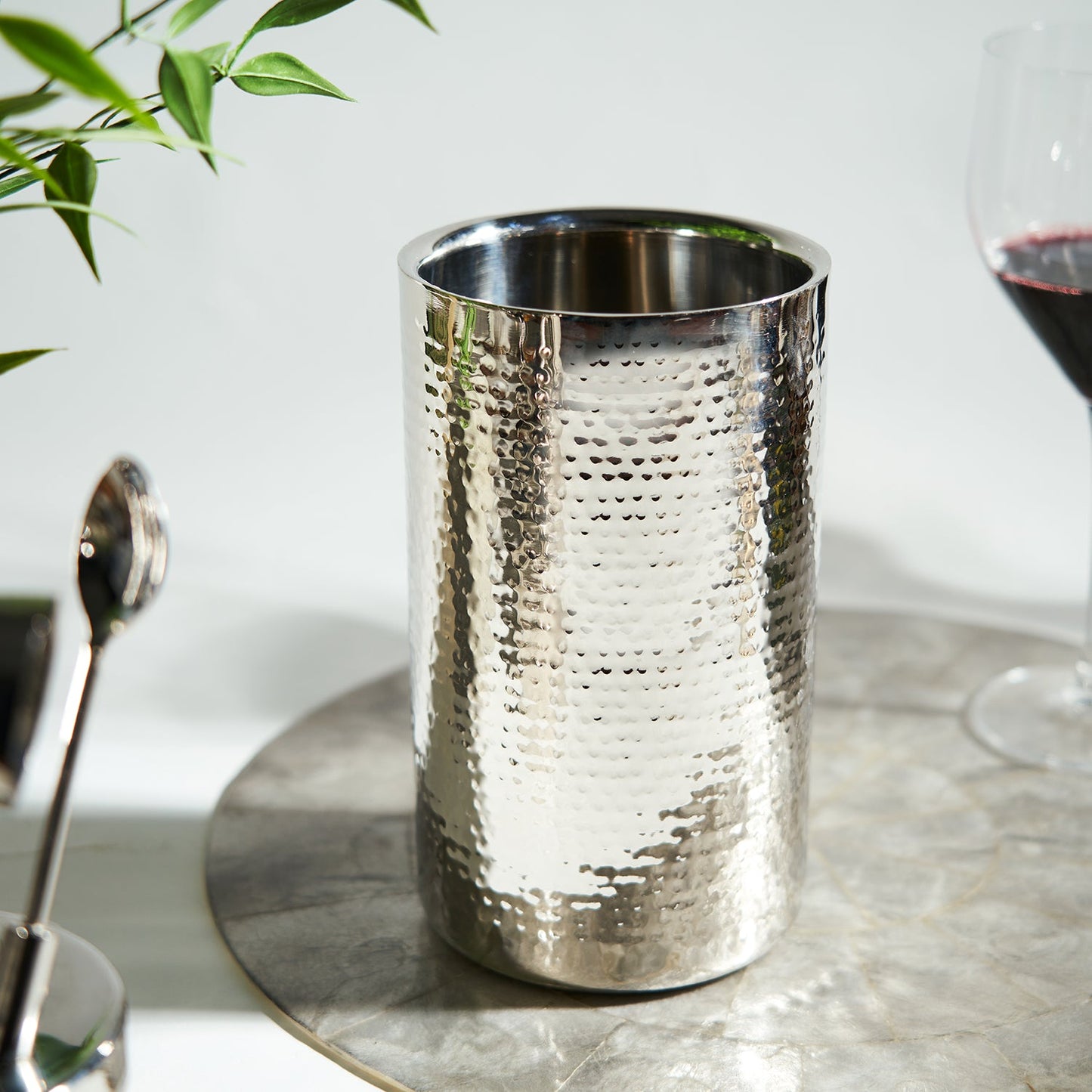 Silver Hammered Metal Wine Chiller