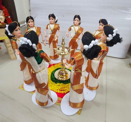 8 inch handcrafted Onam celebration doll set with fiber and fabric dolls-ArtyCraftz.com
