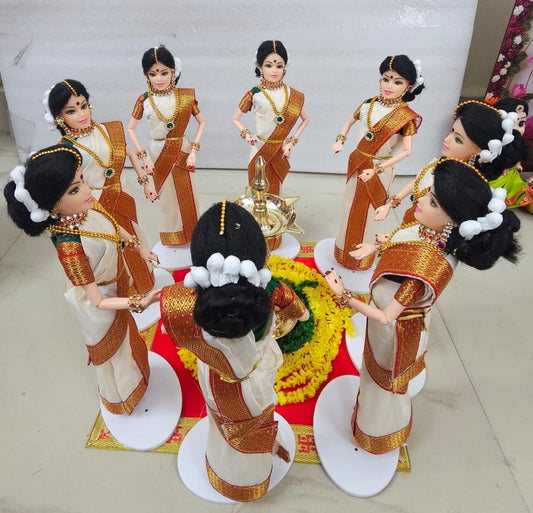 8 inch handcrafted Onam celebration doll set with fiber and fabric dolls-ArtyCraftz.com