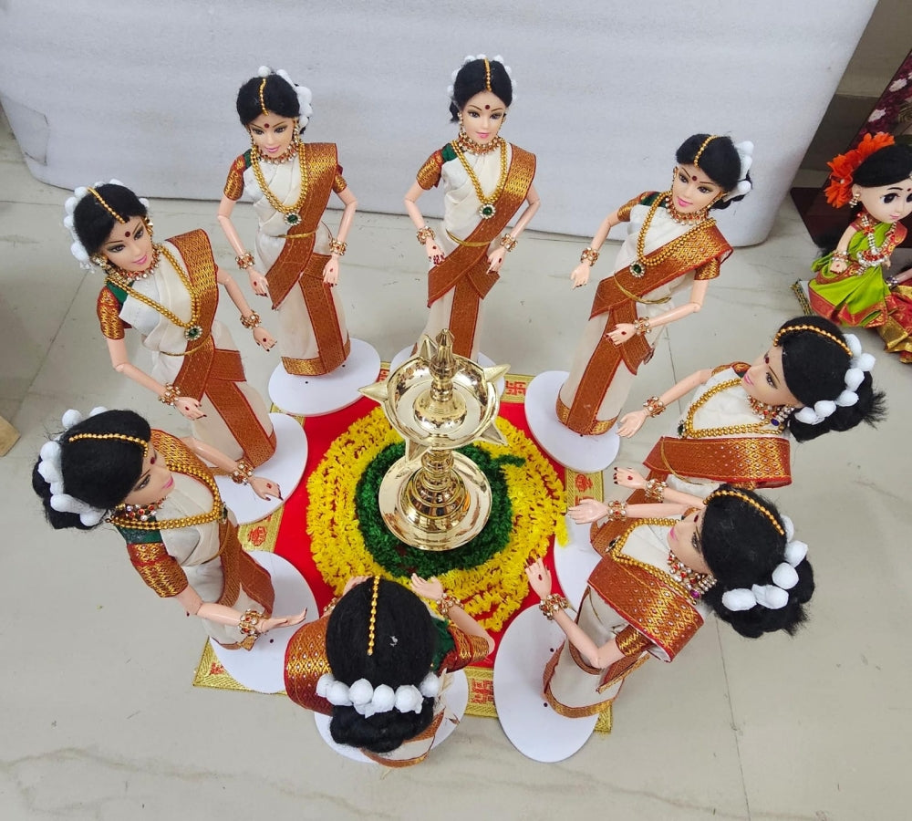 8 inch handcrafted Onam celebration doll set with fiber and fabric dolls-ArtyCraftz.com