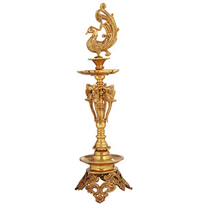 Handcrafted Brass Peacock Diya for Pooja and Gifting Wedding