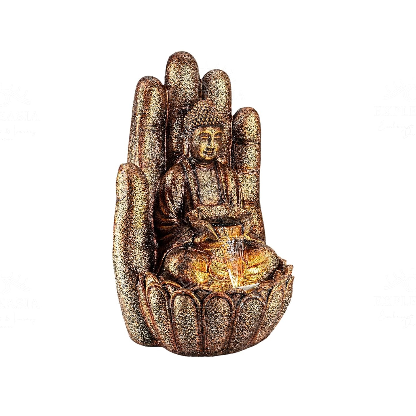 Palm Buddha face Shower Water Fountain Copper Color