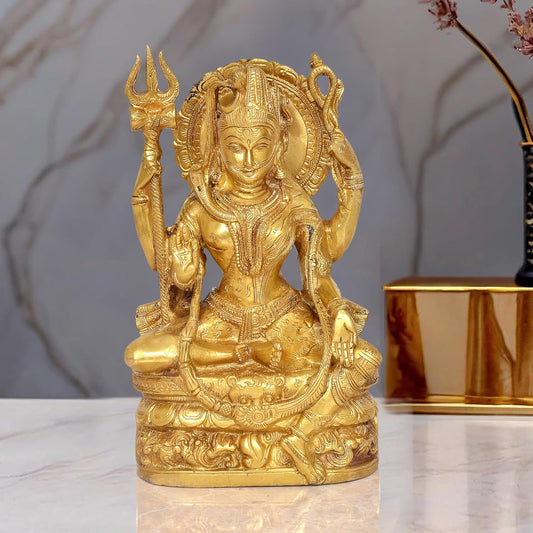 Brass Shiva and Parvati Ardhanrishvara Murti Religious Statue