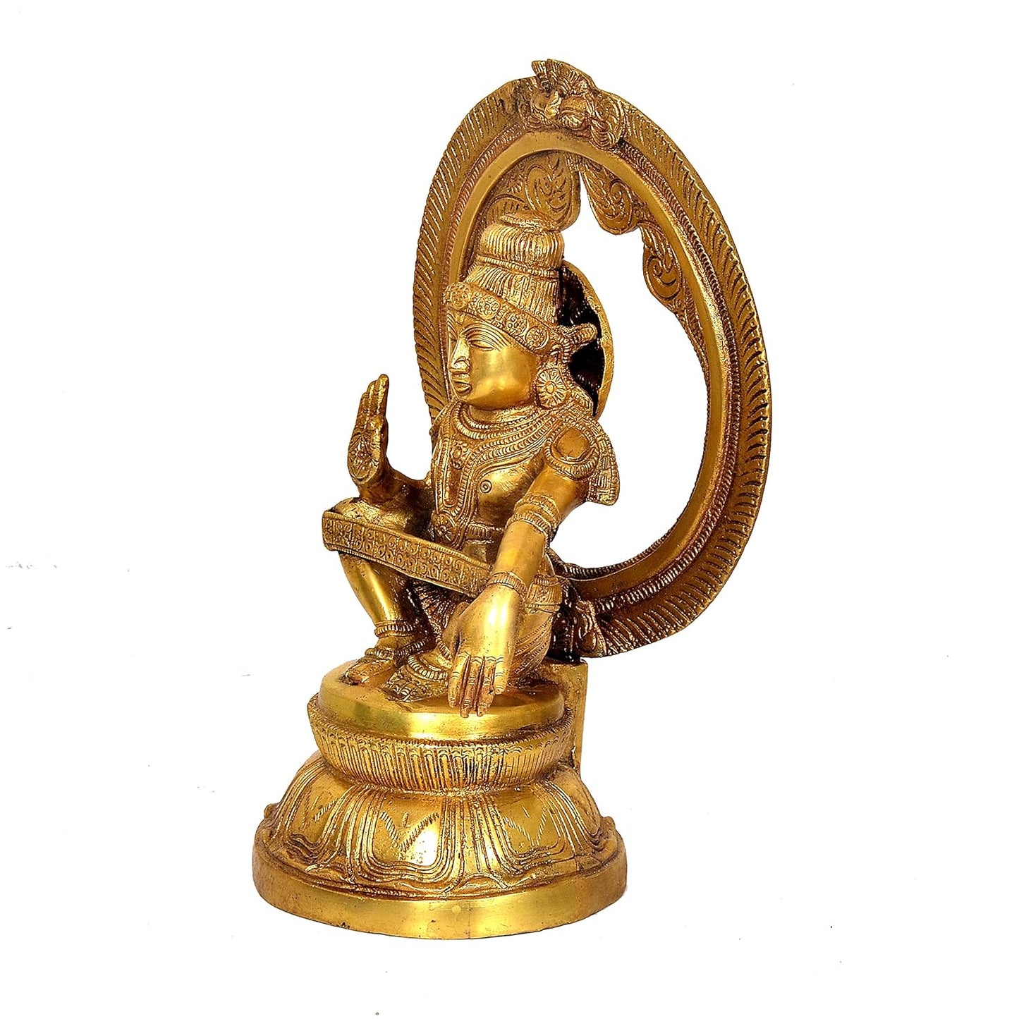 Brass Lord Ayyappa Idol with Prabhavali-ArtyCraftz.com