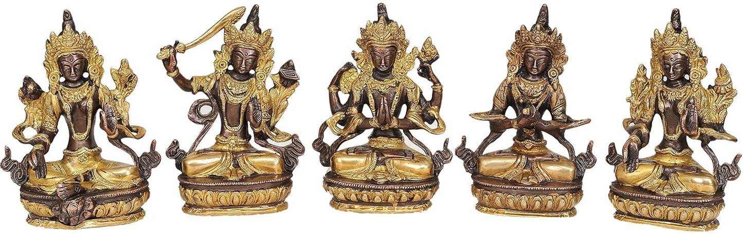 Brass Green Tara, Manjushri, Chenrezig, Vajradhara White Tara-ArtyCraftz.com