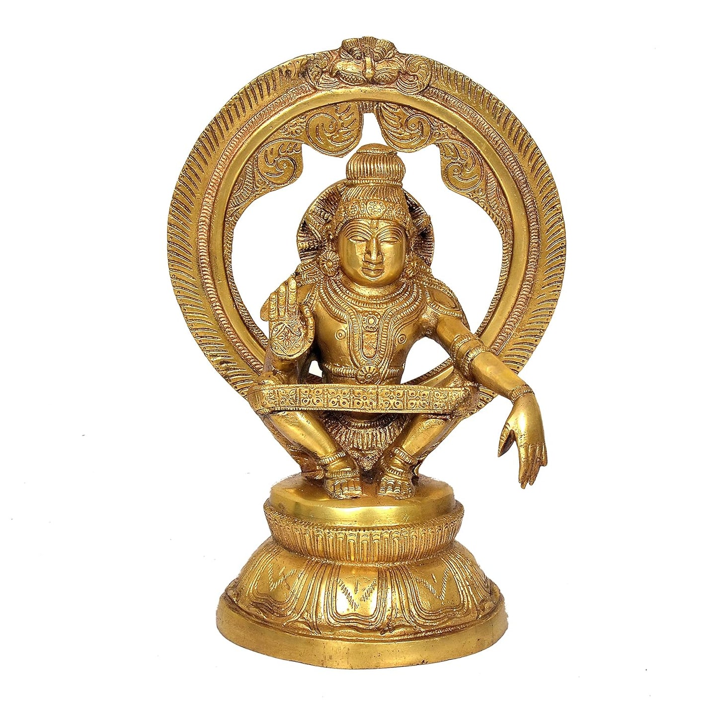 Brass Lord Ayyappa Idol with Prabhavali-ArtyCraftz.com