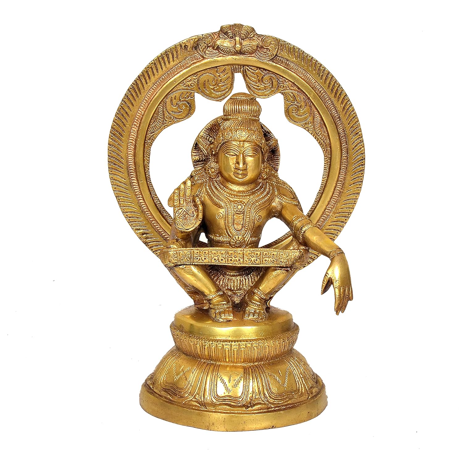 Brass Lord Ayyappa Idol with Prabhavali-ArtyCraftz.com