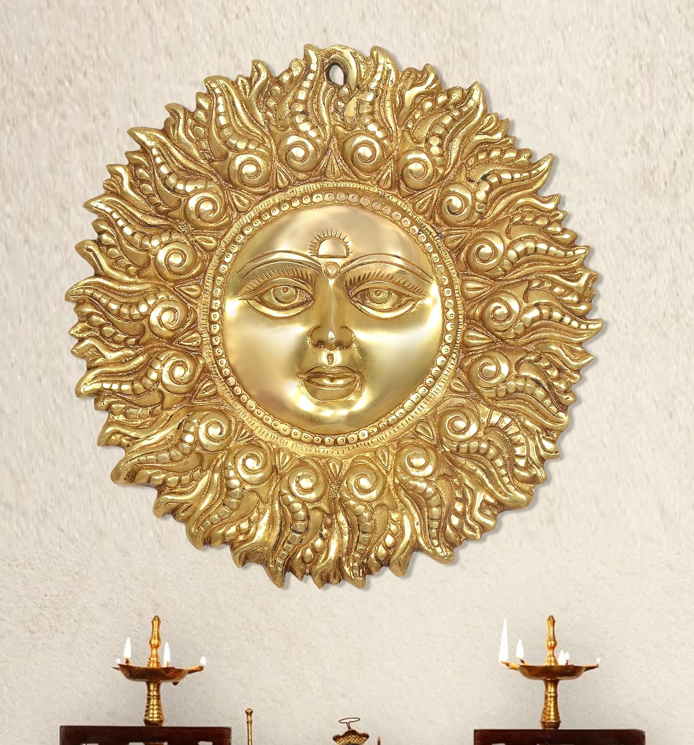 Sun Face Brass Wall Art-ArtyCraftz.com