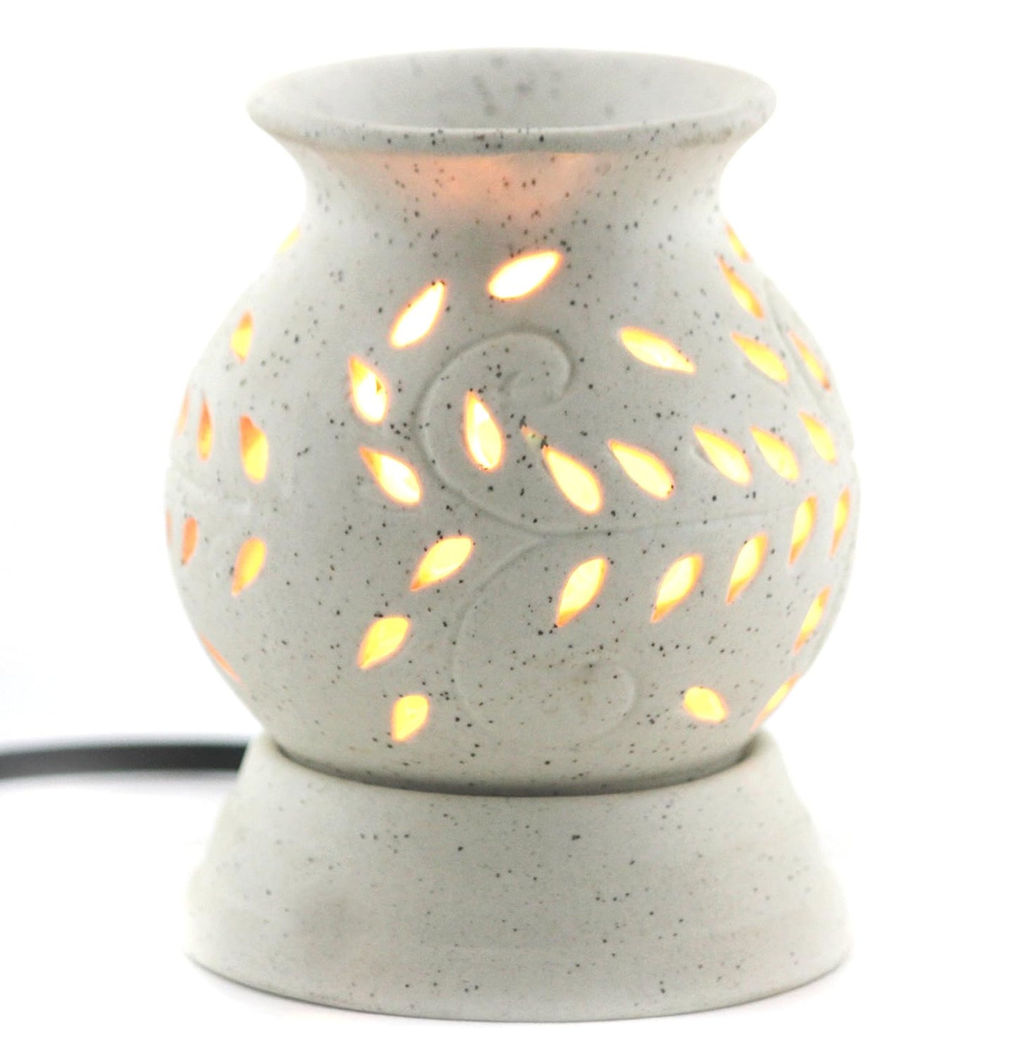 Electric Ancient Matki Diffuser with Bulb – Ceramic Aroma Oil Burner (5 Inch)