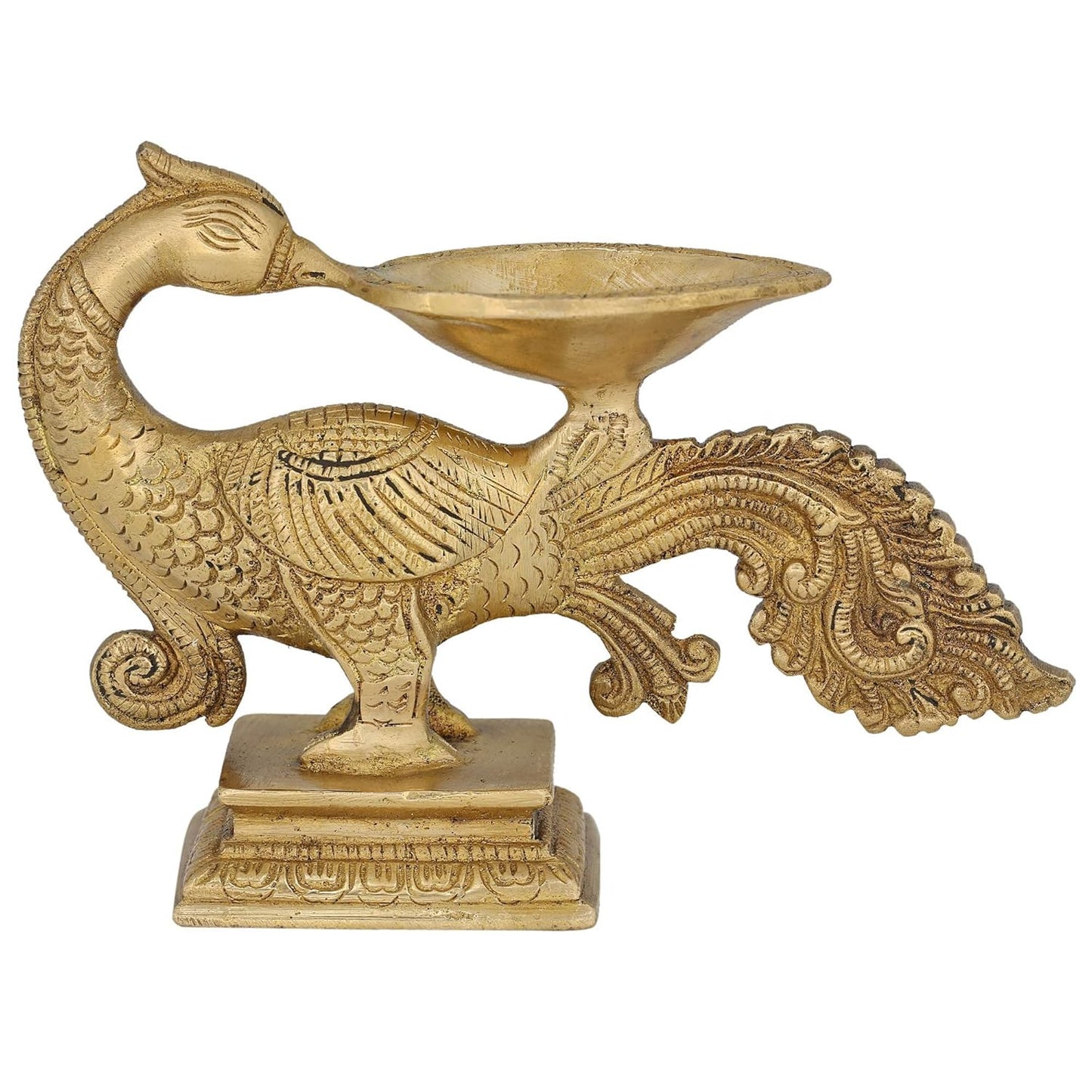 Brass Peacock Single Wick Oil Lamp