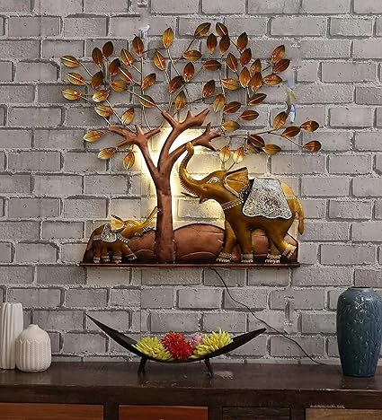 Handcrafted Metal Elephant and Tree Wall Art