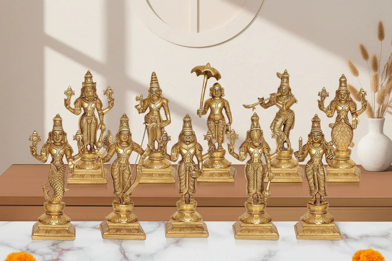 Handcrafted Brass Dashavatara Idol-ArtyCraftz.com