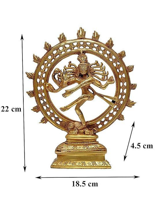 9 Inch Brass Nataraja Idol Dancing Shiva Figurine Statue in Gold Color - ArtyCraftz.com