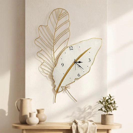 Metal Leaf Decorative Wall Clock